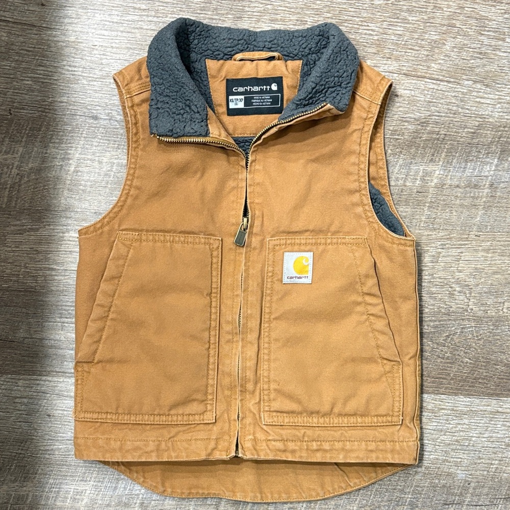 Carhartt Kids Brown Vest with Gray Fleece